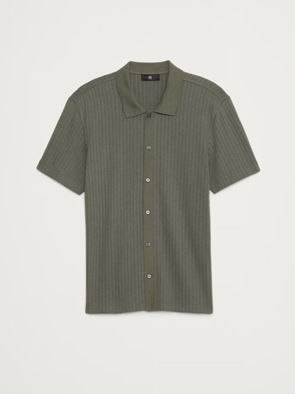 Banana Republic Ribbed Modal-Cotton Resort Shirt Size M Green Nori